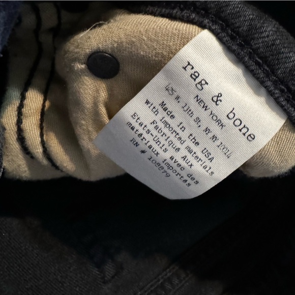 Rag & Bone Skinny Jeans Women's 29 Black Stretch Denim Low Rise Distressed Pants - Picture 8 of 8